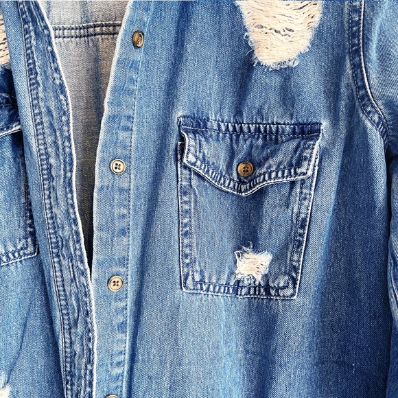 Distressed Denim Jean Jacket - Picture 3 of 5